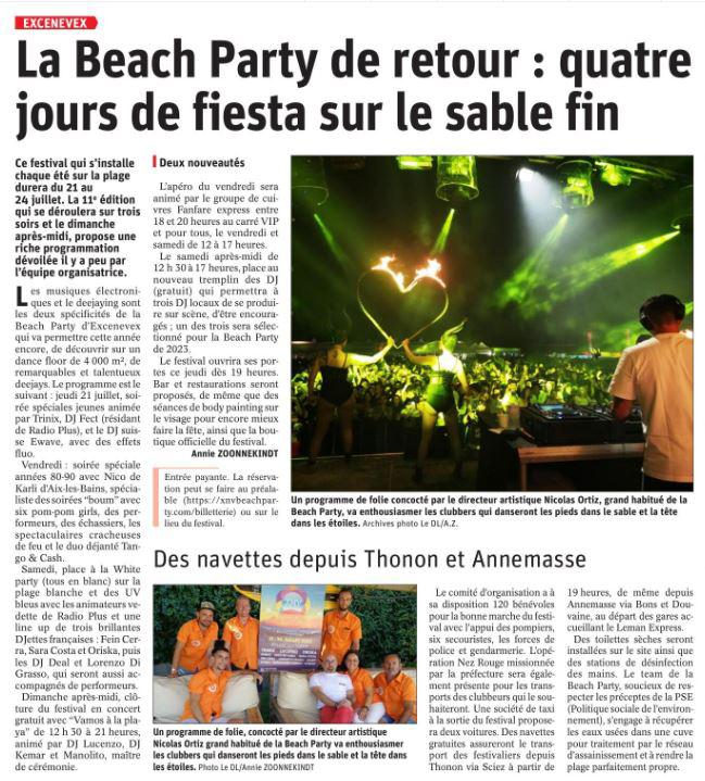Le Dauphiné Libéré, juillet 2022 : XNV Beach Party